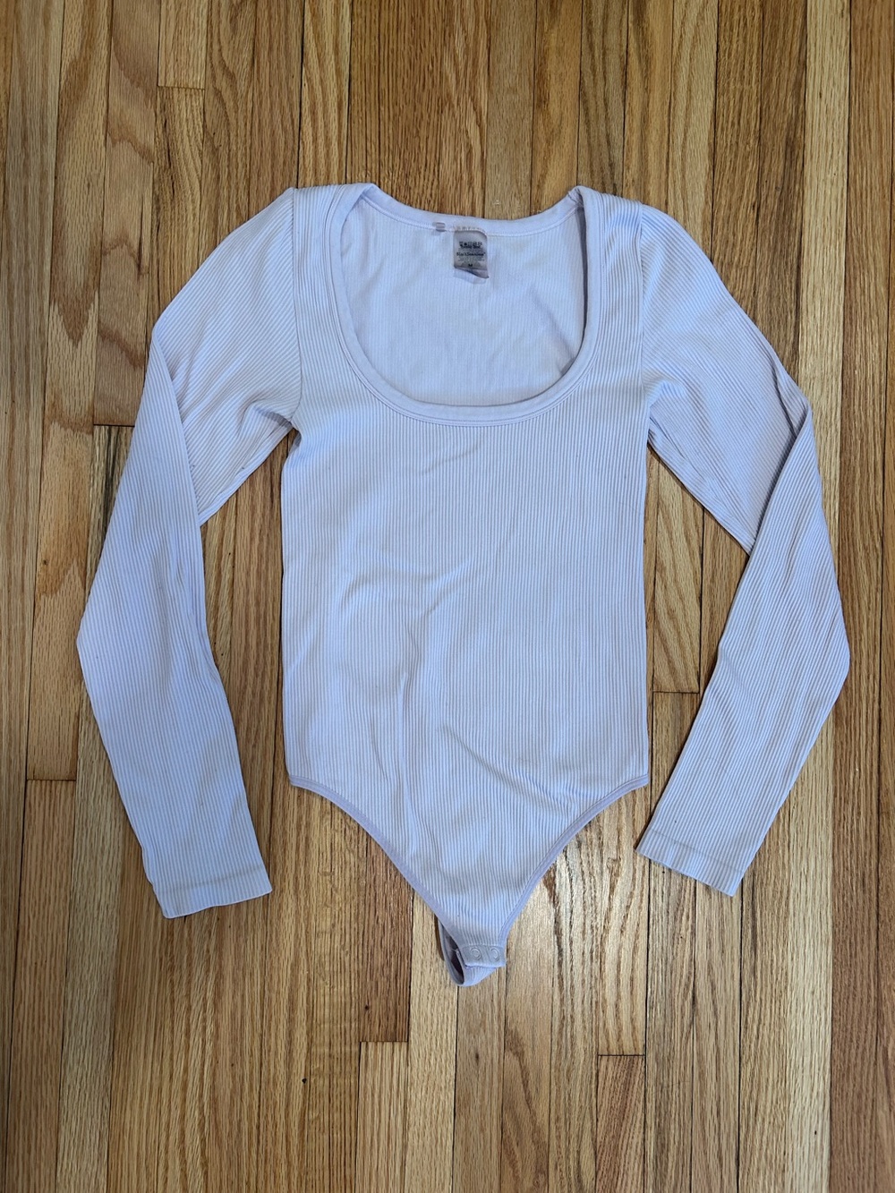 Aritzia Light Pink Ribbed Scoop-Neck Bodysuit